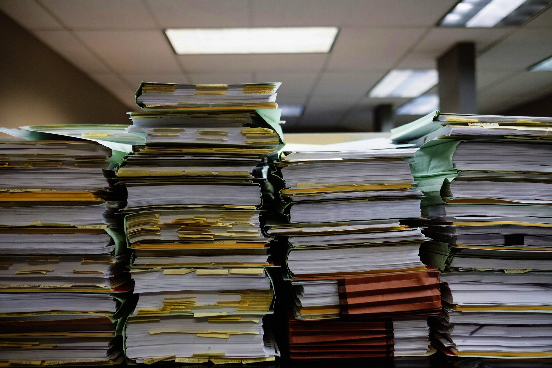 Stacks and stacks of paperwork.